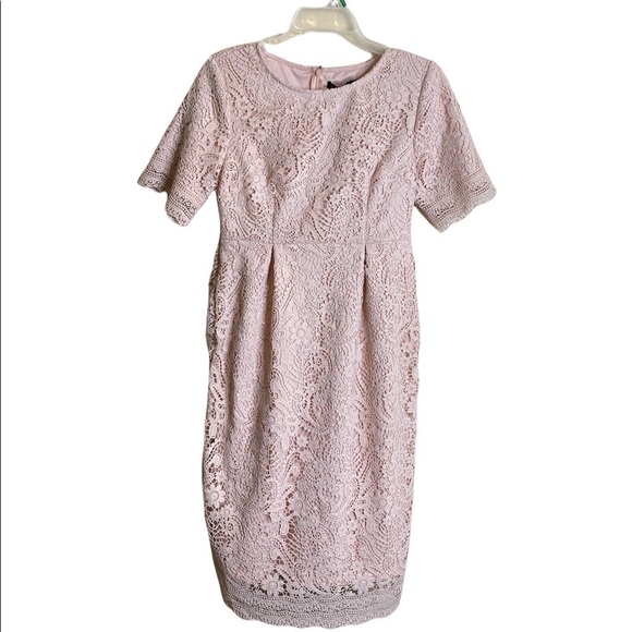 Mikarose Mabel Blush Lace Overlay Modest Dress - Picture 2 of 7